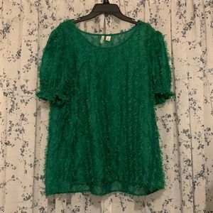 boutique medium green sheer top